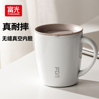 富光 陶瓷/马克杯 白色+不锈钢勺 380ml