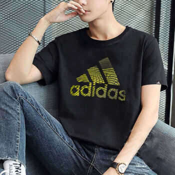 阿迪达斯 （adidas）短袖男秋季运动休闲圆领半袖舒适透气三叶草男士上衣T恤 12/大标/黑色纯棉 S