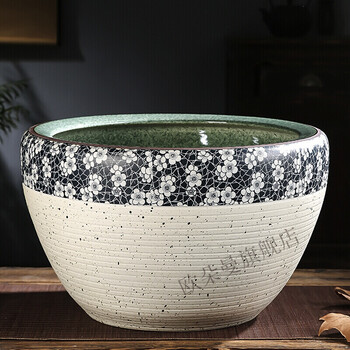 景德镇陶瓷睡莲缸大号陶瓷水缸家用荷花缸盆栽养鱼缸庭院大缸复古梅花