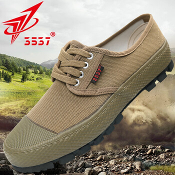 35373537正品男透气防滑耐磨防臭平底劳保鞋工地农田老式黄胶鞋解放鞋