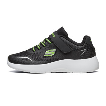 斯凯奇（Skechers）男童网布透气防滑 魔术贴缓震轻质潮流运动鞋 660028L 黑色/柠檬色 33.5