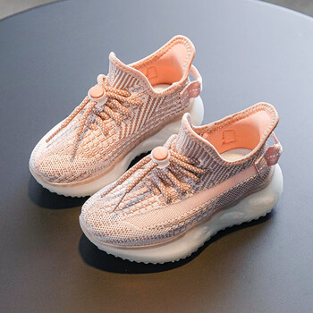 椰子鞋网面2023夏春秋季女童软底跑步鞋男孩中大童休闲运动鞋粉色36码