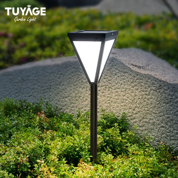 TUYAGE太阳能led草坪灯户外庭院灯草地灯景观灯现代时尚不用电插地式 太阳能款-黑色（三色光）