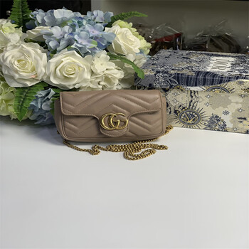 【二手95新】gucci古驰ggmarmont超迷你奶茶色女士单肩斜挎包476433