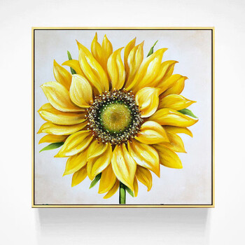 手绘油画梵高向日葵花卉刀画客厅入户装饰画现代立体三联画挂画h7 b款