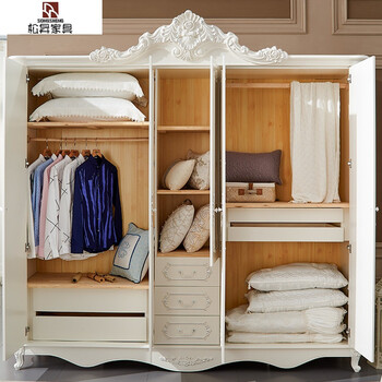 欧式衣柜组合 五门大衣柜实木储物柜法式衣柜田园衣橱 大户型五门衣柜