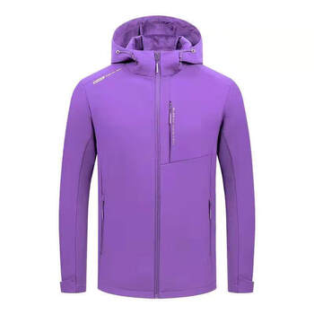 tjra连帽户外单层春秋薄款团体服工装男女运动服 女款紫色 m