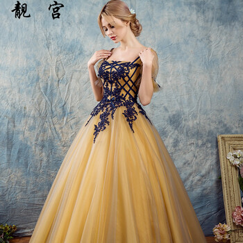 主持人年会晚会礼服女艺考生美声声乐舞台演出礼服新款泡泡袖美女与