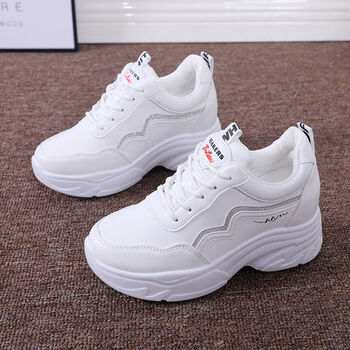 善诚德跳舞小白鞋广场舞增高广场鞋软底单鞋厚底运动曳步舞蹈鞋专用