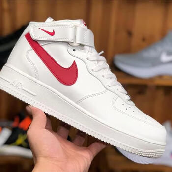 jordan空军一号air_force1男鞋白红勾高高帮运动板鞋女鞋休闲潮流