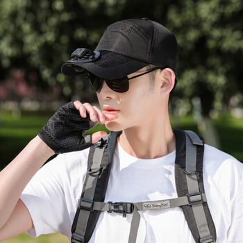 汀梵娜23新款风扇帽可充电带usb风扇的帽子夏季学生男女通用旅游帽c