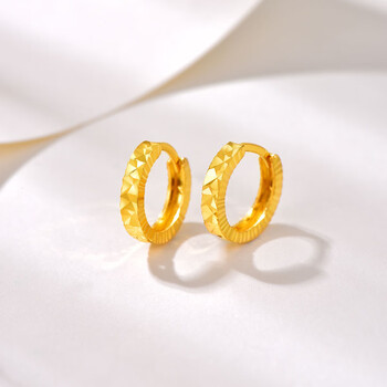 温忆5g足金999耳环女黄金满天星耳钉车花闪亮耳扣耳饰送长辈节日礼物