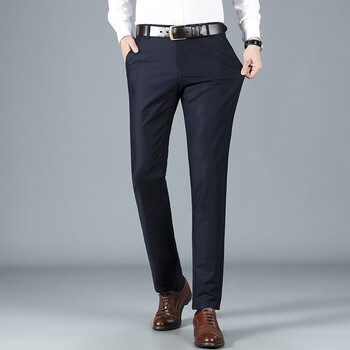 中青年男士休闲裤中年宽松直筒长裤职业正装西裤春秋款 2601藏青色 20