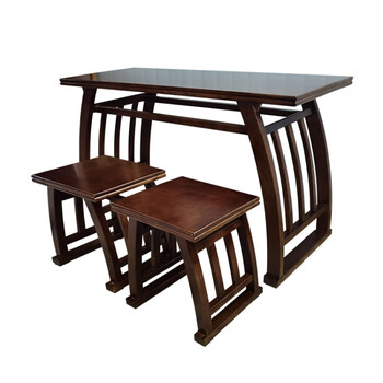 中式国学桌子仿古实木书法桌椅书画桌双人培训班课桌椅 全实桌凳120*