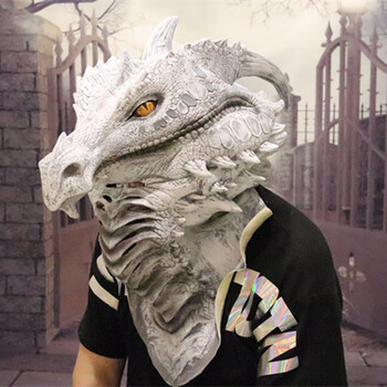 玉扬万圣节仿真龙面具头套蛟海龙王cos恐龙嘴巴可动面罩表演模型道具