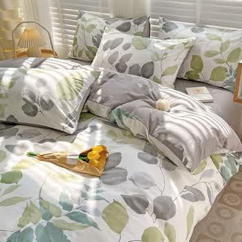 家纺 纯棉四件套全棉精梳 田园小清新斜纹床单被套床上用品4件套巳怂