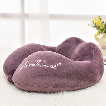 倾阑围脖枕颈椎枕头弧形旅行枕办公旅游舒适u型枕颈枕酱紫