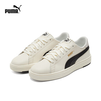 彪马(PUMA)【小白鞋】男女经典百搭网球风休闲板鞋SERVE PRO 374902 米白色-黑色-金色-12 43