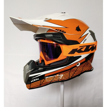 赛车头盔越野摩托车头盔男女全盔ktm头盔速降头盔白色ktm配风镜手套xl