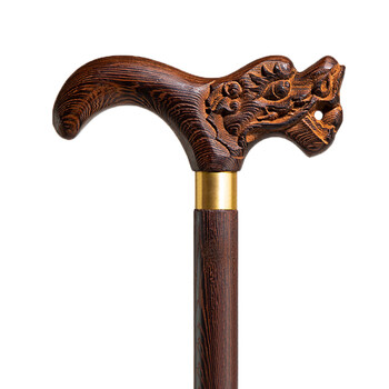 fzk红木老人拐杖防滑实木龙头拐扙鸡翅木头老年人手杖拐棍捌杖鸡翅木