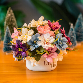 花瓶花艺life小清新假花仿真花摆件客厅装饰餐桌花束塑料花小花瓶盆栽