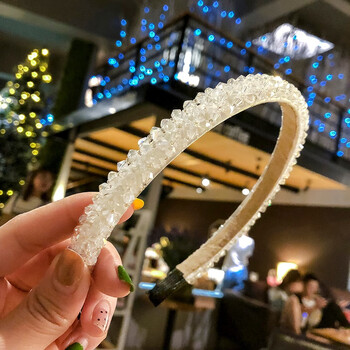 美丽公主发夹发箍女仿水晶细边发饰韩国简约防滑少女压发头箍发卡头饰 7#白色粗款