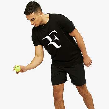 卡锐志 费德勒网球服男短袖速干t恤网球运动上衣费德勒rf网球衣 黑色