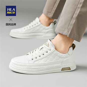 海澜之家hla男鞋休闲鞋春夏季新款小白鞋子男休闲皮鞋轻便透气运动