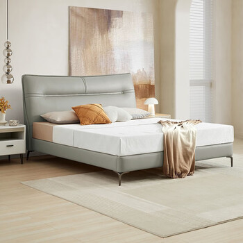 顾家家居(kuka) 布床 现代简约生态云皮 双人床奶油风百搭床b613 【30