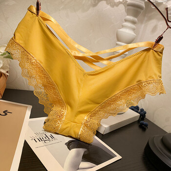 俏妞来无痕时尚绑带冰丝内裤女士低腰性感蕾丝边少女学生底裤棉裆女生