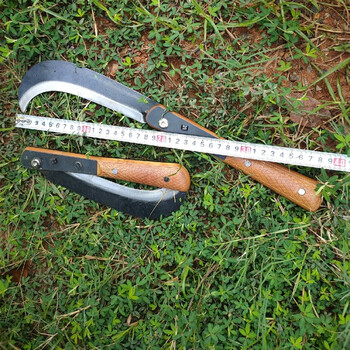 yamda折叠柴刀手工折叠镰刀户外农用刀伐木刀修枝刀竹刀浅棕色