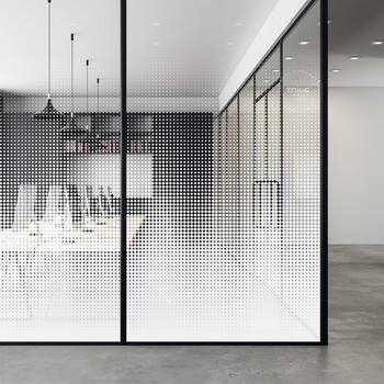 mioc美果果大气现代办公室公司玻璃隔断墙白色黑色圆点渐变透明静电