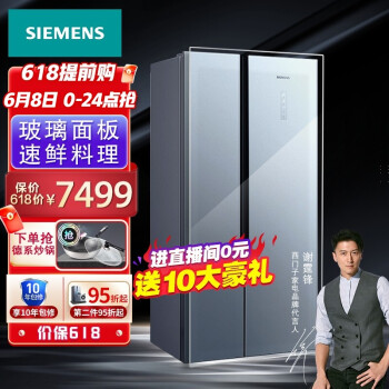 西门子（SIEMENS）冰箱双开门家用超薄风冷无霜变频对开门530升电冰箱KX52NS43TI