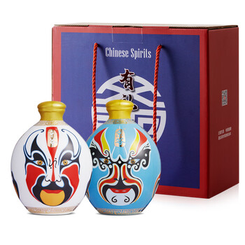京爷北京二锅头国粹脸谱酒42度清香型粮食白酒北京特产特色250ml2瓶