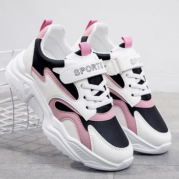 青少女生波鞋初中生女孩跑步鞋女童皮面6中小学生7公主9波鞋10少女孩