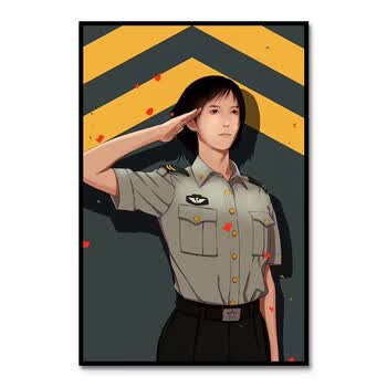军人绘画 国旗手工画军人警察公安消防兵哥哥diy数字油彩画五星红旗