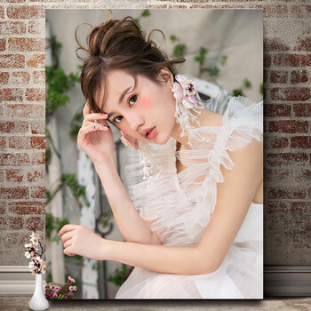 新娘化妆宣传画跟妆造型盘头宣传海报半眼妆美妆彩妆挂画 桔色 编码