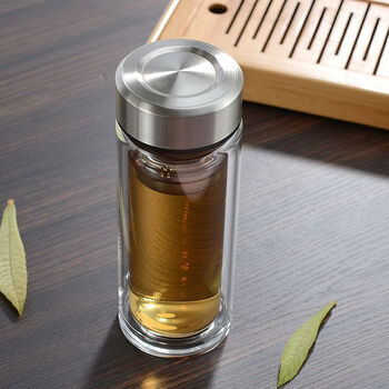 婵陶(chantao)全自动一键开盖玻璃杯双层按压式茶水分离杯办公车载网