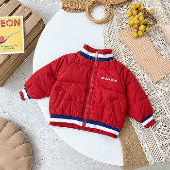儿童棒球服棉衣男童宝宝棉服外套秋冬款女孩夹克宝宝新款棉袄童装红色