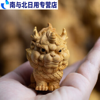 abdt小叶黄杨木雕刻文玩随身手把件瑞兽麒麟车载办公桌装中号守护麒麟