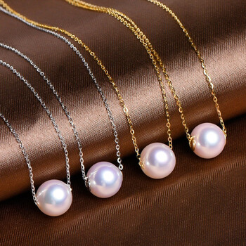 老凤祥s925银珍珠项链明月路路通强光海水珍珠淡水珍珠链89mmakoya