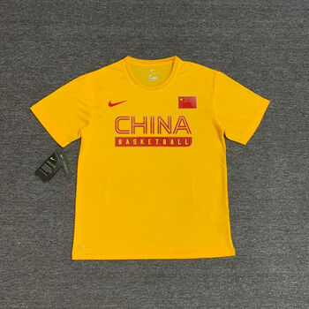 国家队篮球训练服速干短袖t恤宽松运动跑步热身出场 胸前(黄色)速干