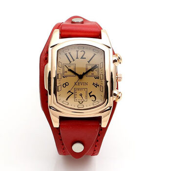 岚立仕 岚立仕正品kevin手表女霸气方形欧美复古牛皮带学生夏季名牌款