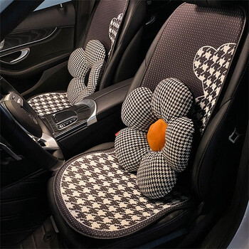 齐选千鸟格汽车坐垫秋冬透气通风单片四季通用品座椅保护女士车内装饰 四季【全车七件套】+腰靠4
