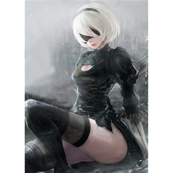 狼天影尼尔机械纪元海报a2墙贴贴纸2b二次元学生宿舍周边墙画自粘定制