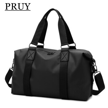 PRUY轻奢品牌旅行包手提行李袋运动健身包大容量游泳包旅行袋登机包 黑色