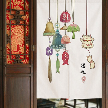 蘑菇说 厨房门帘隔断帘卫生间厕所卧室半截挂帘遮挡大门免打孔布艺帘子 福运铃 改价专用