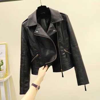 女士皮衣真皮短款新款 加绒女秋冬款加厚小羊皮短款机车外套修身洋气