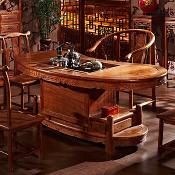 百家汇红木家具非洲花梨学名刺猬紫檀茶桌茶几桌实木茶桌椅组合中式