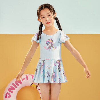 李宁儿童泳衣女童2022新款中大童连体游泳衣小女孩训游泳装备 【177